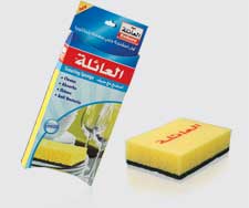 Sponges are made of high quality of Polyester Foam, and high quality of scourer of 800g/m2, and high quality of gluing, so never separate the scourer of sponges even in boiling water. NO.63